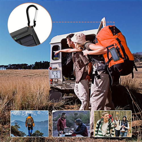 10,000mAh Solar Power Bank with LED Flashlight & Built-In Cables