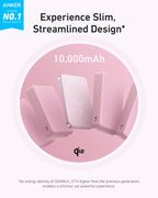 Anker MagGo 10K slim magnetic power bank shown in a charging feature graphic.