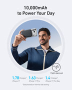 Anker MagGo 10K slim magnetic power bank shown in a feature illustration.