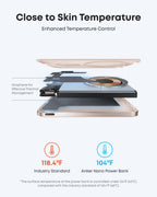 Exploded view of the beige Anker Nano MagGo 5K power bank showing its internal components.