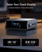 Anker Prime 250W charging station showing two clock display styles.