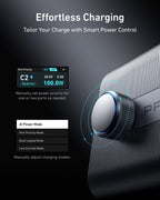 Close-up of the Anker Prime 250W charger control dial and charging mode menu.