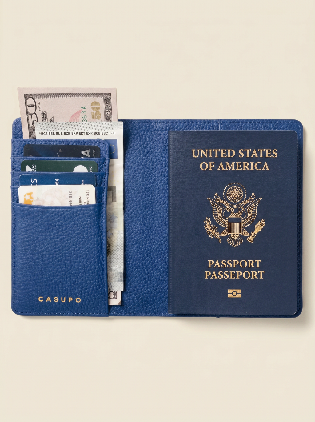 Cartera para pasaporte de cuero con RFID CASUPO