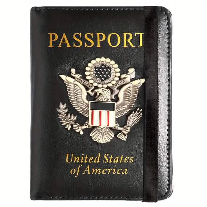 Portapasaporte con RFID y placa metálica 3D
