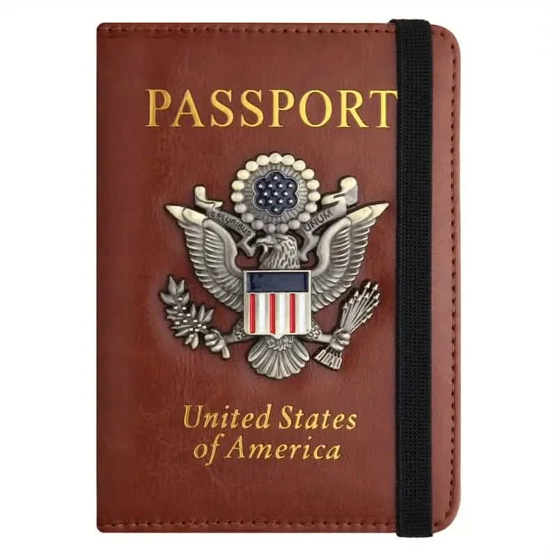 Portapasaporte con RFID y placa metálica 3D