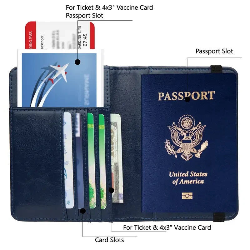 Portapasaporte con RFID y placa metálica 3D