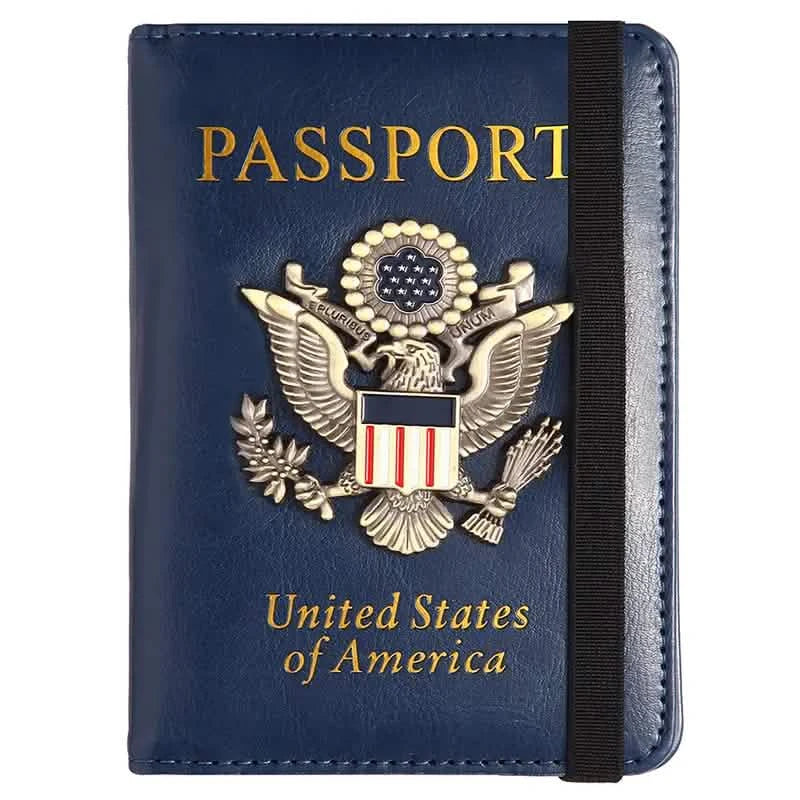 Portapasaporte con RFID y placa metálica 3D