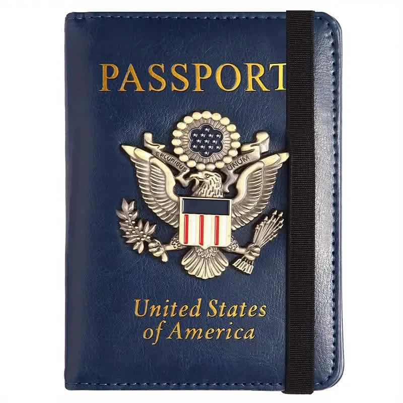 Portapasaporte con RFID y placa metálica 3D