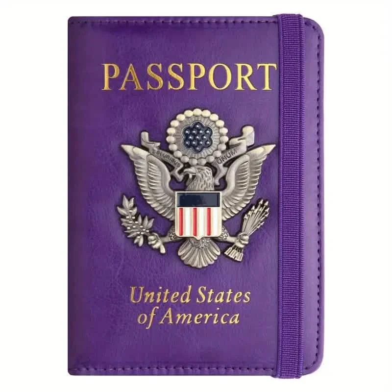 Portapasaporte con RFID y placa metálica 3D