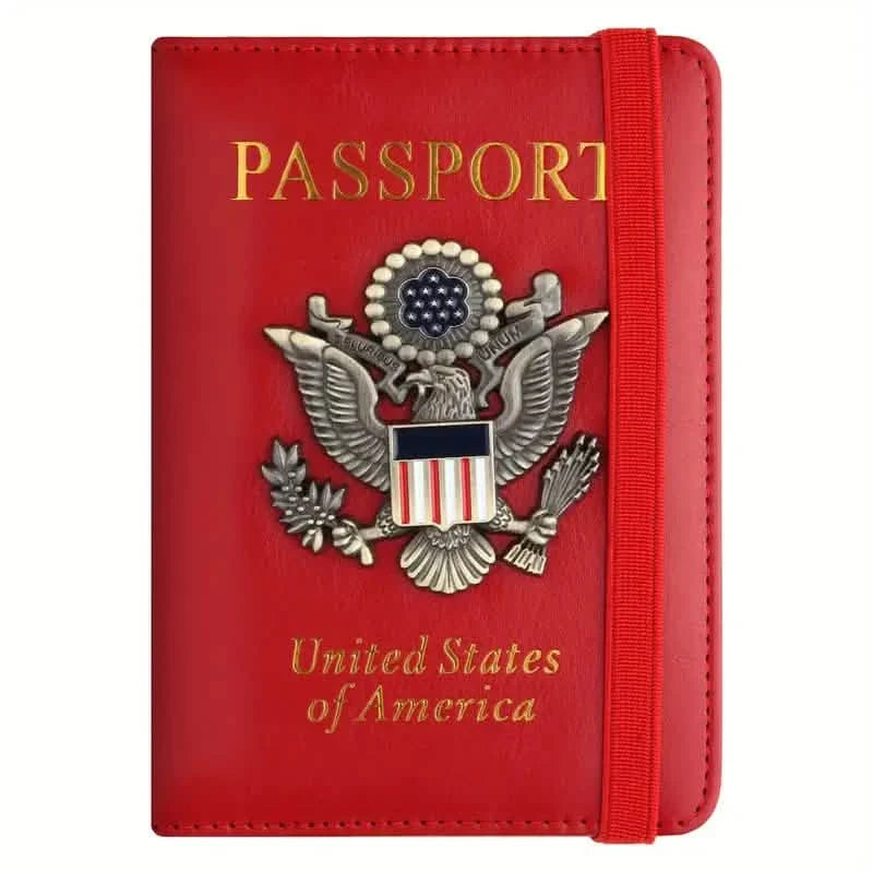 Portapasaporte con RFID y placa metálica 3D