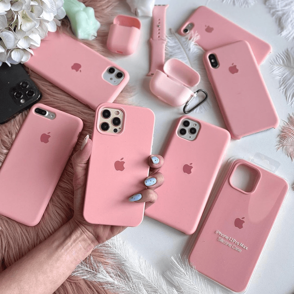 Funda de silicona rosa caramelo para iPhone – Protección suave al tacto